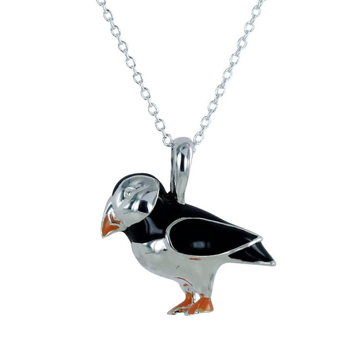 Puffin Sterling Silver and Enamel Necklace - Cotswold Jewellery