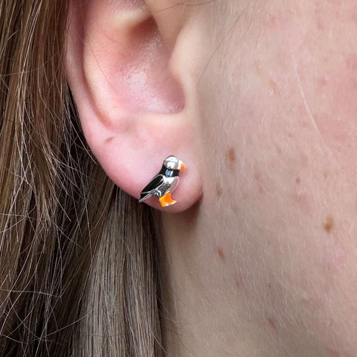 Puffin Sterling Silver Stud Earrings - Cotswold Jewellery