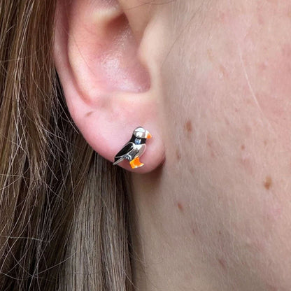 Puffin Sterling Silver Stud Earrings - Cotswold Jewellery