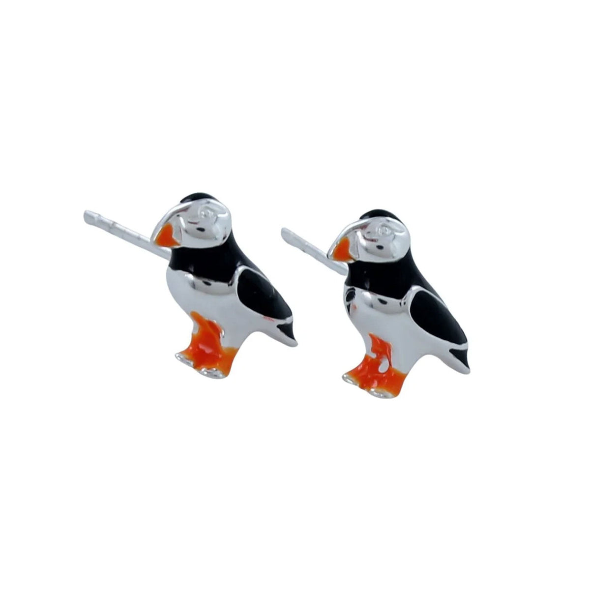 Puffin Sterling Silver Stud Earrings - Cotswold Jewellery