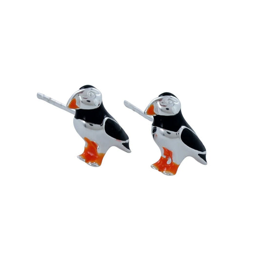 Puffin Sterling Silver Stud Earrings - Cotswold Jewellery
