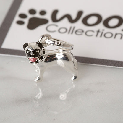 Pug Recycled Sterling Silver Charm - Cotswold Jewellery