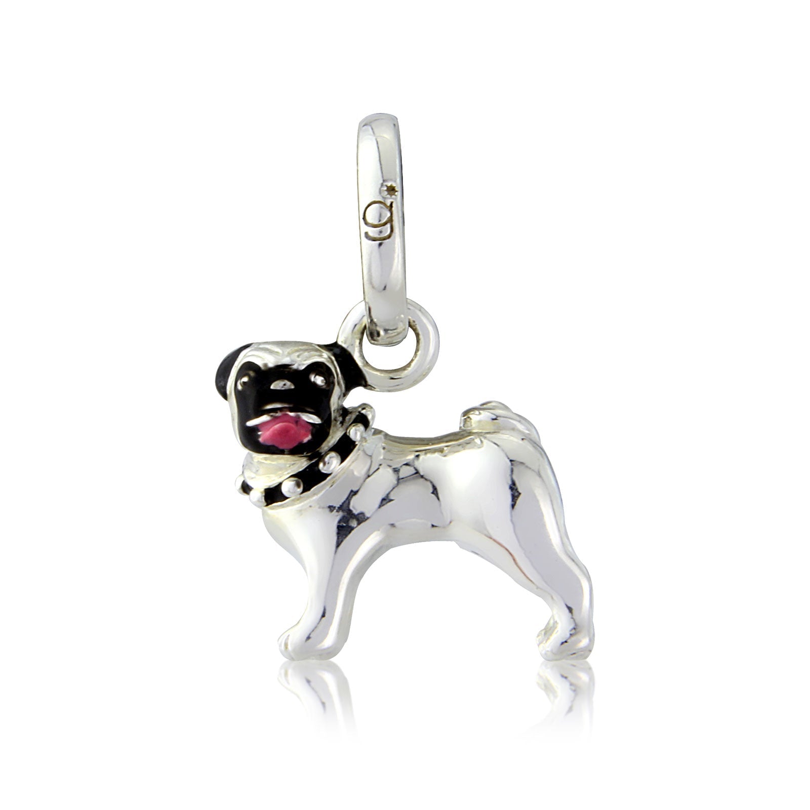 Pug Recycled Sterling Silver Charm - Cotswold Jewellery