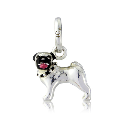 Pug Recycled Sterling Silver Charm - Cotswold Jewellery