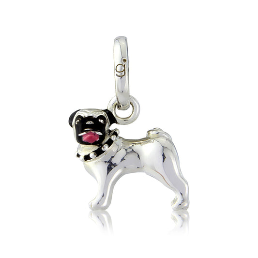 Pug Recycled Sterling Silver Charm - Cotswold Jewellery