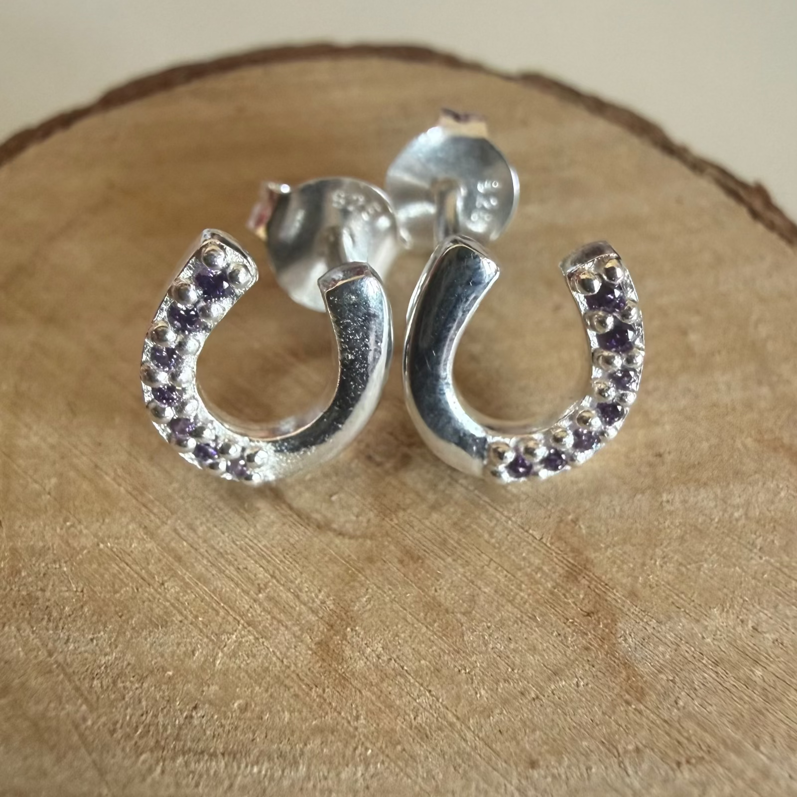 A pair of silver horseshoe earrings