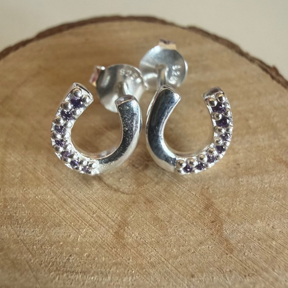 A pair of silver horseshoe earrings
