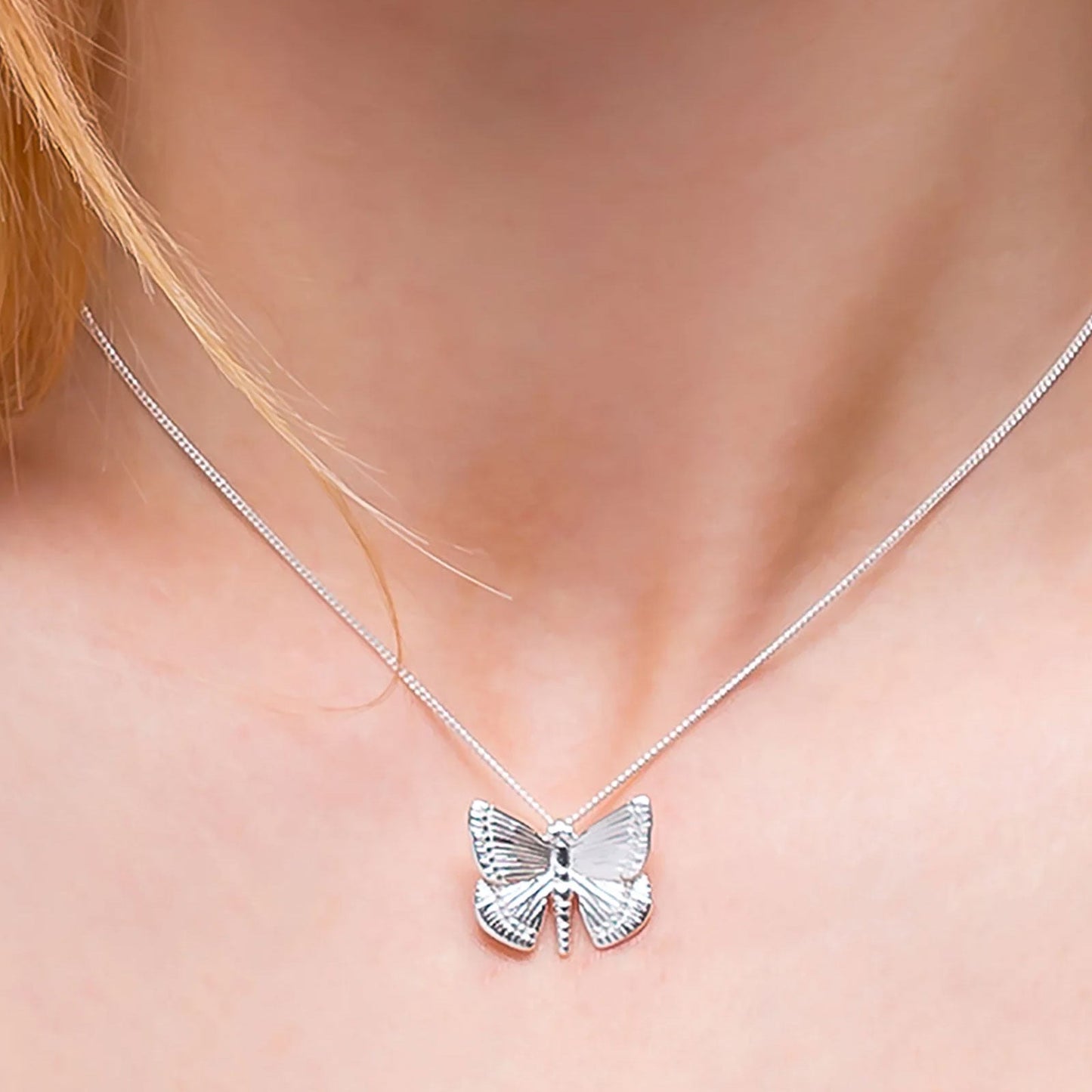 Quaint Butterfly Sterling Silver Necklace - Cotswold Jewellery