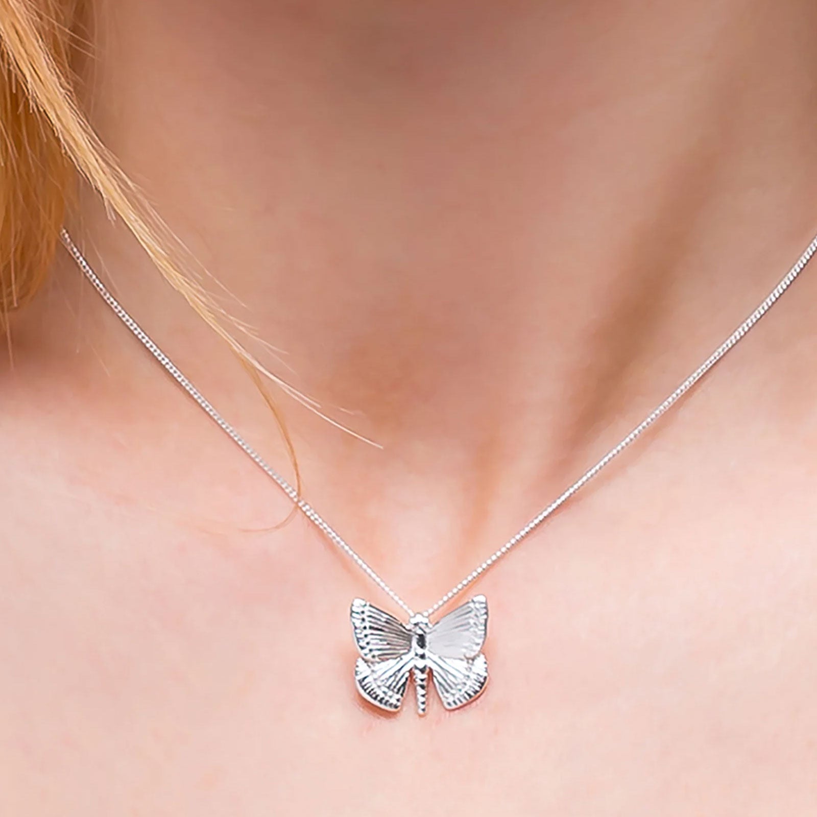 Quaint Butterfly Sterling Silver Necklace - Cotswold Jewellery
