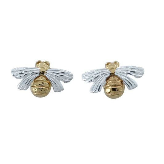 Queen Bee Recycled Sterling Silver Stud Earrings - Cotswold Jewellery