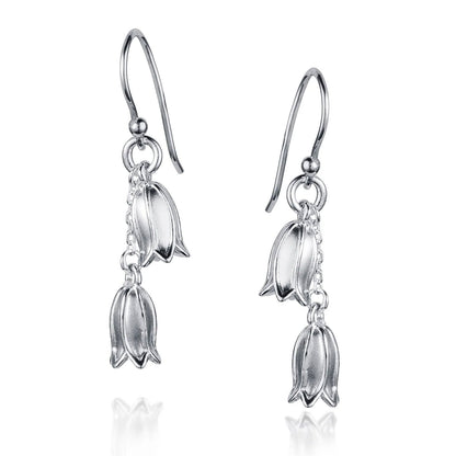Recycled Sterling Silver Double Bluebell Earrings - Cotswold Jewellery