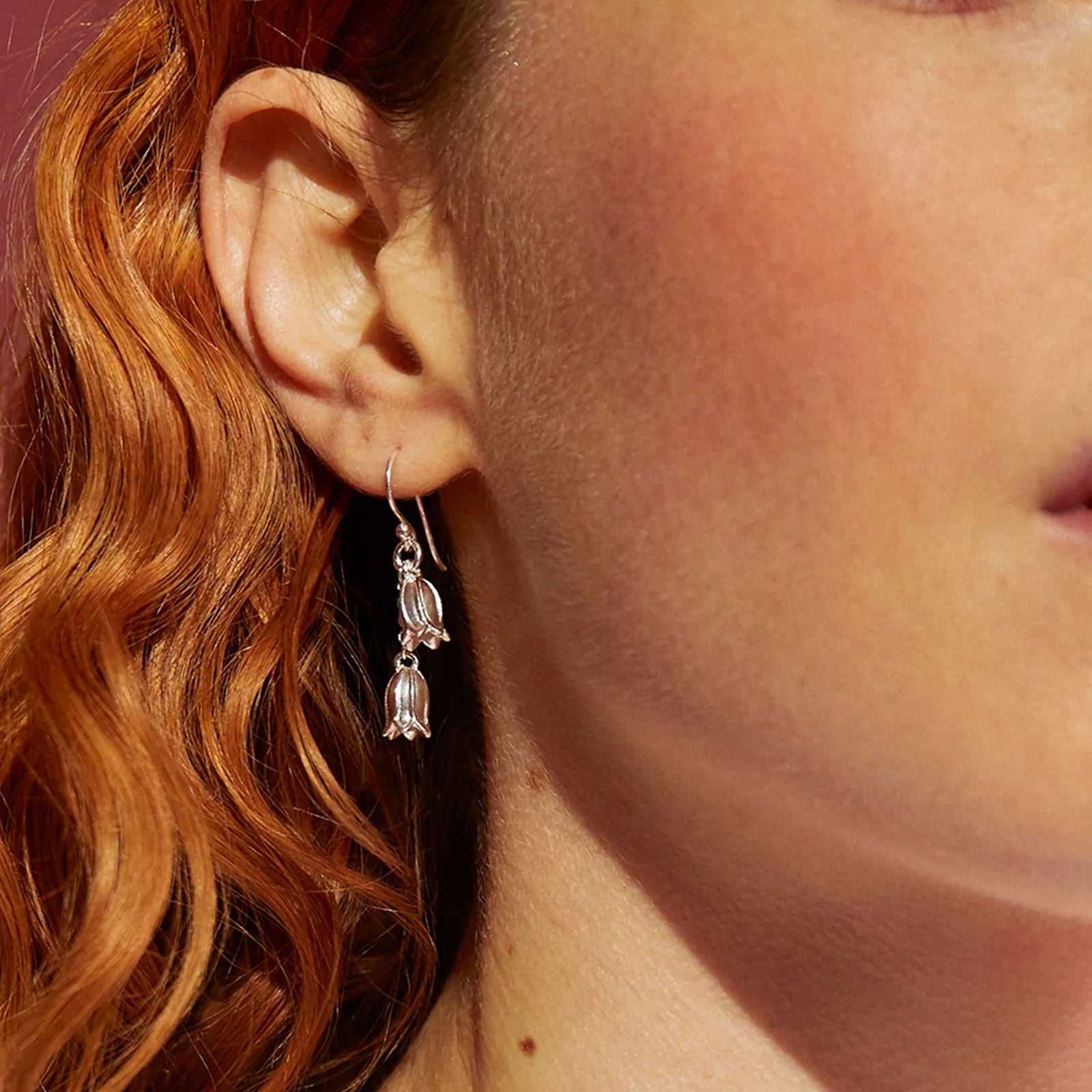 Recycled Sterling Silver Double Bluebell Earrings - Cotswold Jewellery
