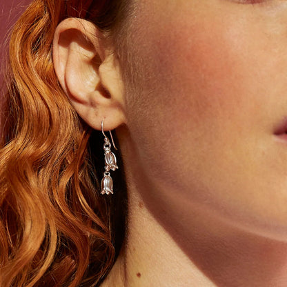 Recycled Sterling Silver Double Bluebell Earrings - Cotswold Jewellery