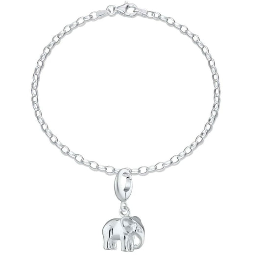 Recycled Sterling Silver Elephant Charm Bracelet - Cotswold Jewellery