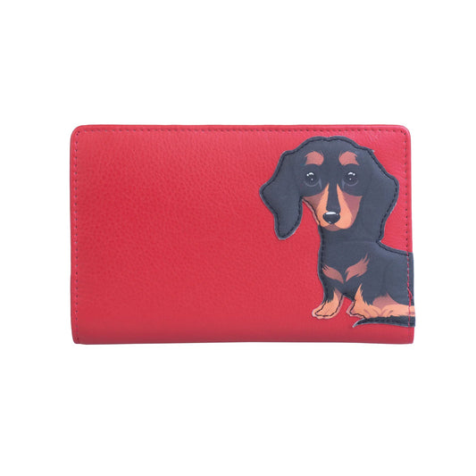 Red Leather Dachshund Compact Purse - Cotswold Jewellery