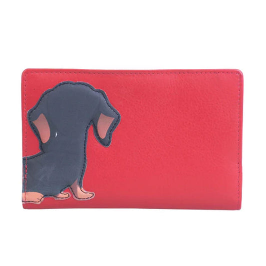 Red Leather Dachshund Compact Purse - Cotswold Jewellery