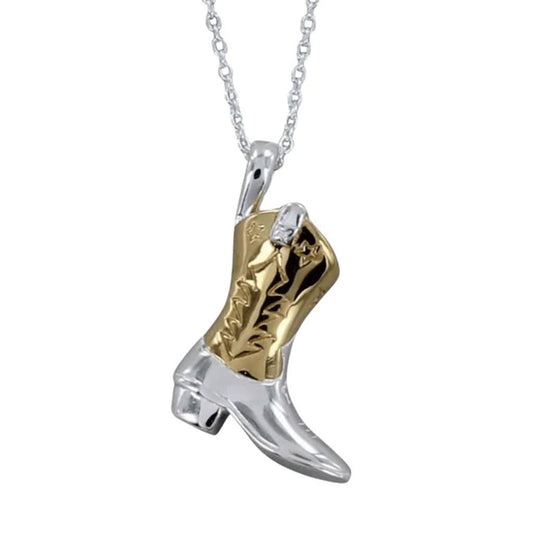Reeves & Reeves Cowboy Boot Sterling Silver Necklace - Cotswold Jewellery