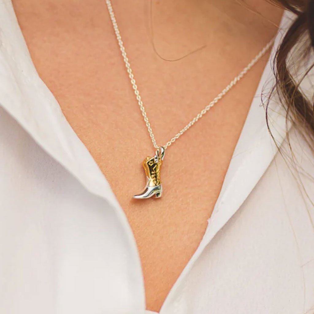 Reeves & Reeves Cowboy Boot Sterling Silver Necklace - Cotswold Jewellery