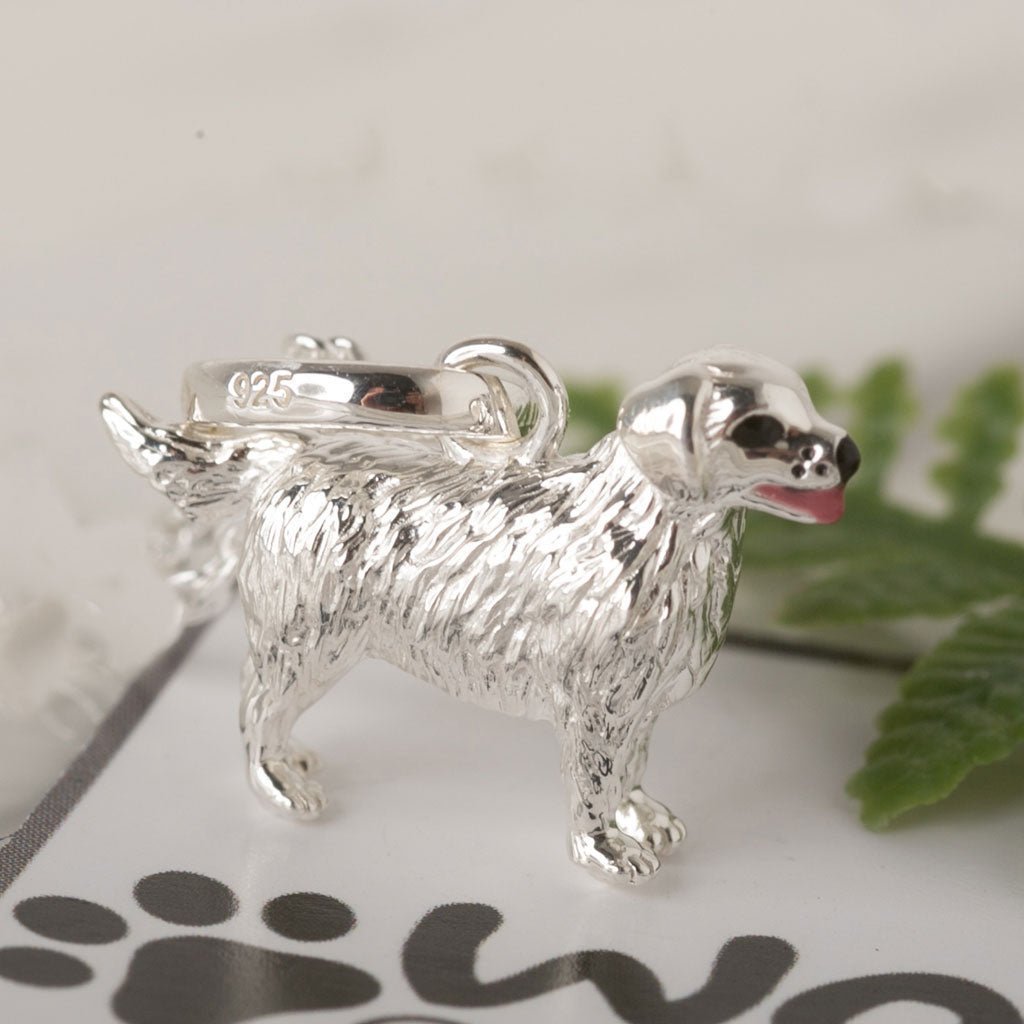 Retriever Dog Recycled Sterling Silver Charm - Cotswold Jewellery