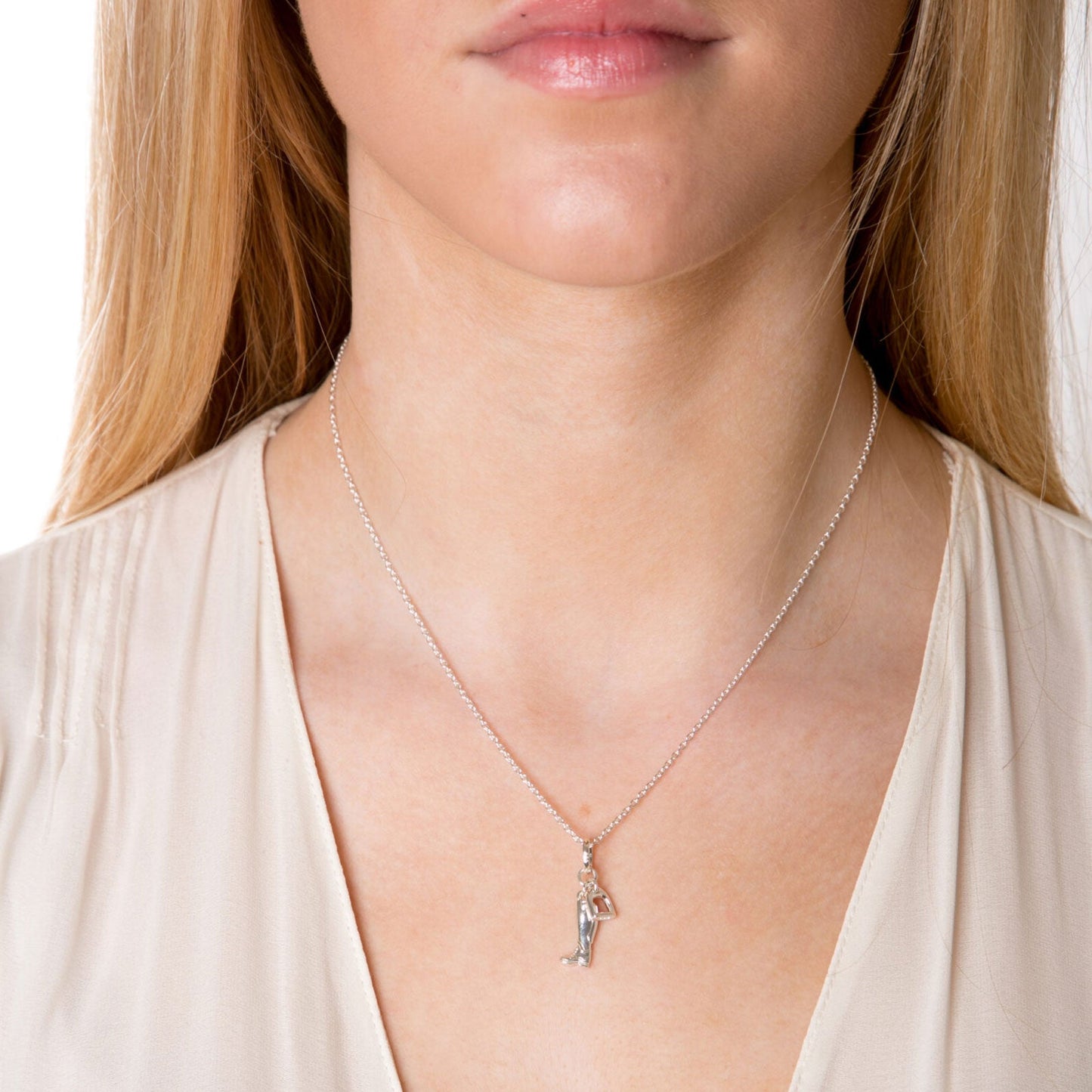 Riding Boot & Stirrup Recycled Sterling Silver Necklace - Cotswold Jewellery