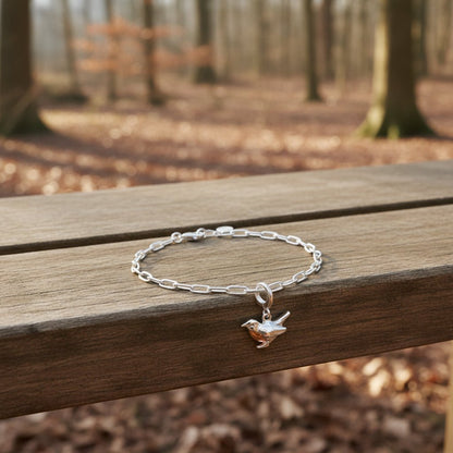 Robin Charm Sterling Silver Bracelet - Cotswold Jewellery