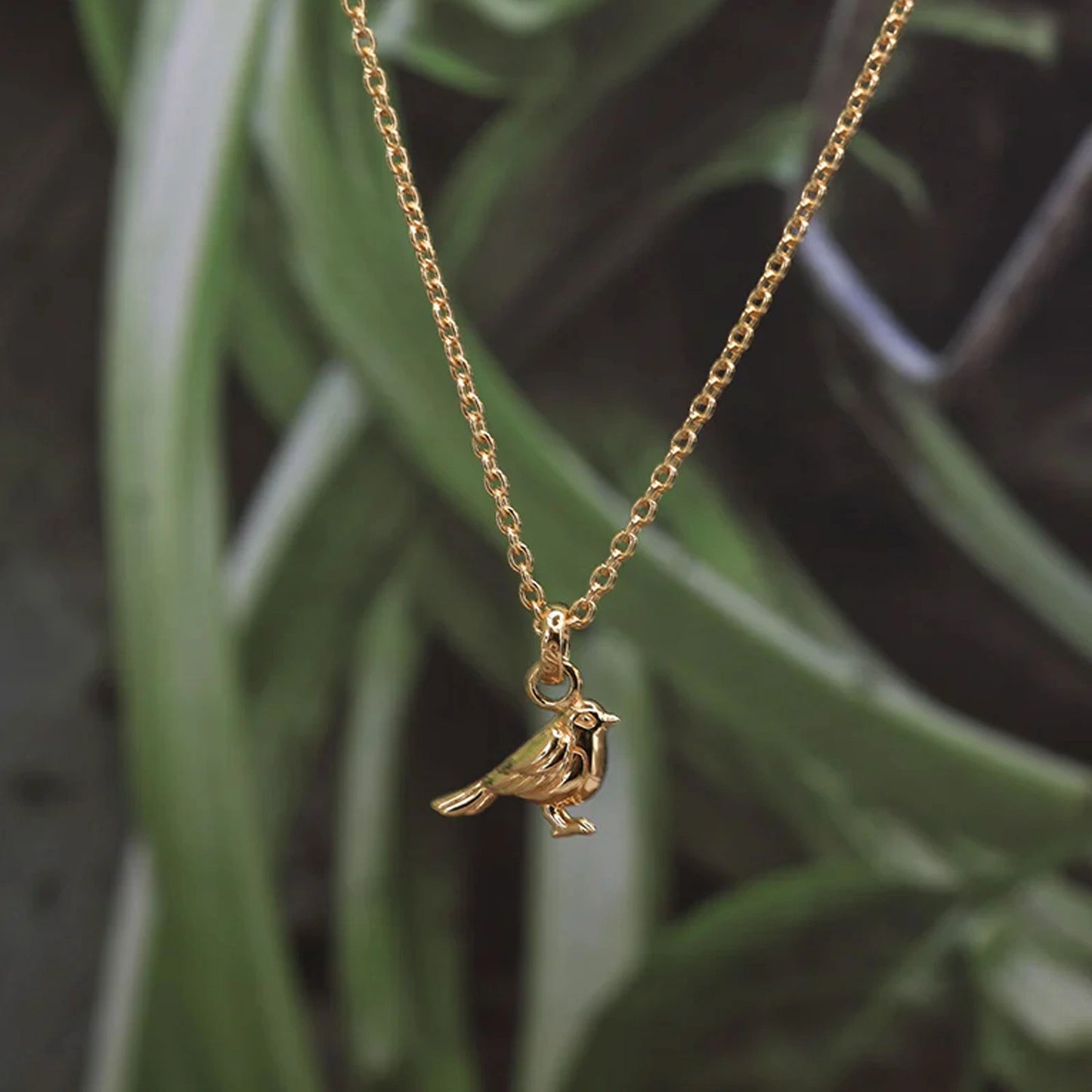 Golden Robin Necklace & Earrings Set