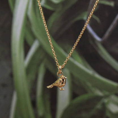 Golden Robin Necklace & Earrings Set