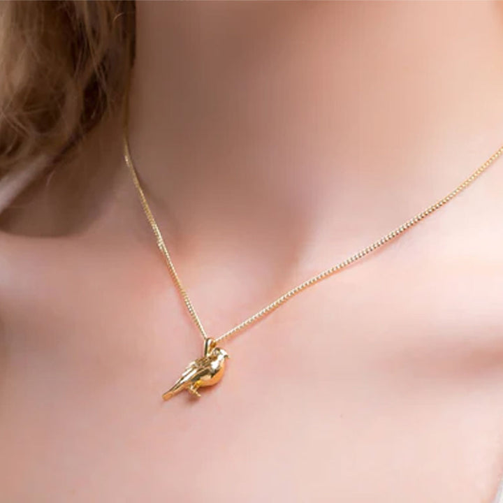 Pretty Golden Robin Necklace