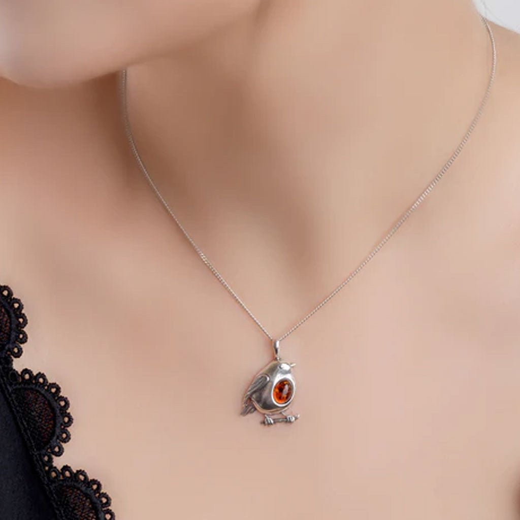 Robin Sterling Silver & Amber Necklace - Cotswold Jewellery