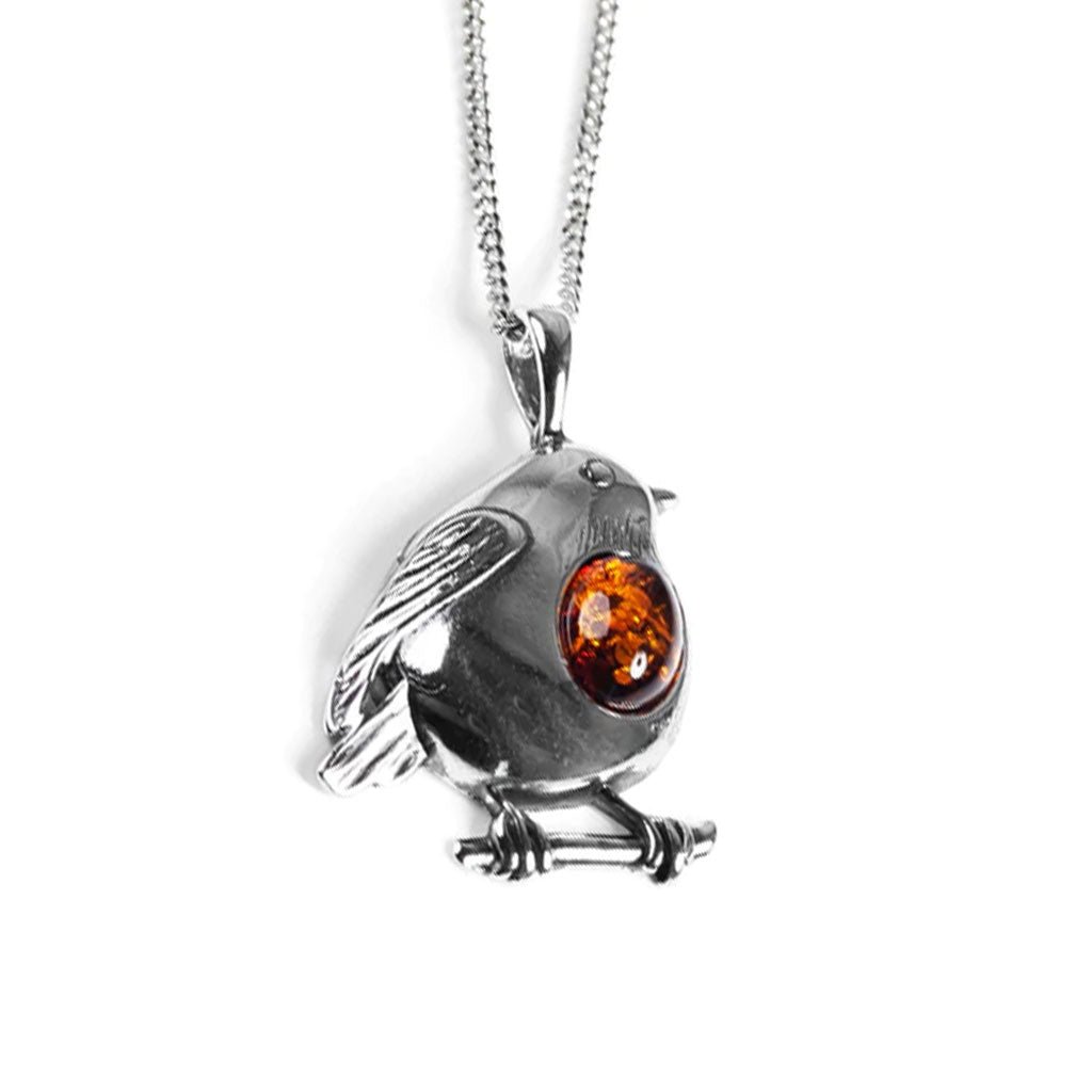 Robin Sterling Silver & Amber Necklace - Cotswold Jewellery