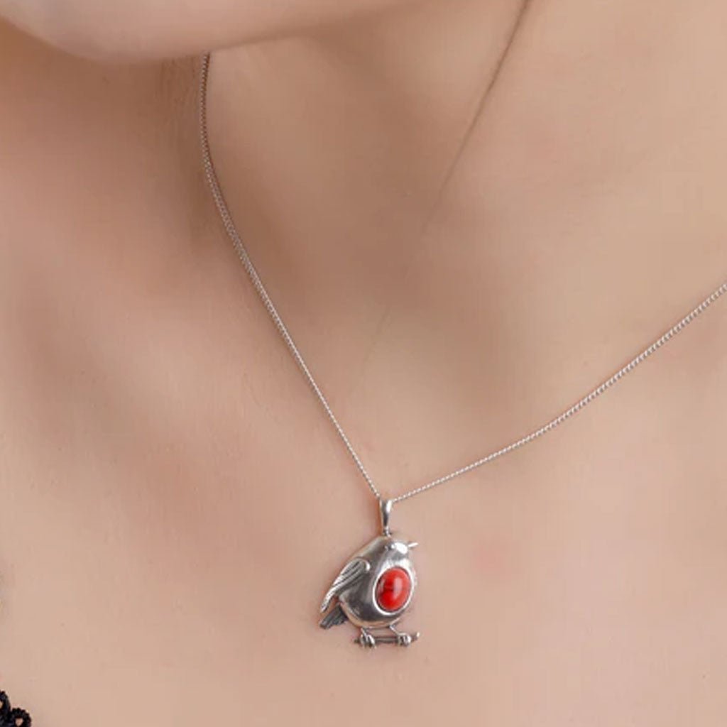Robin Sterling Silver & Coral Necklace - Cotswold Jewellery