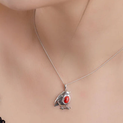Robin Sterling Silver & Coral Necklace - Cotswold Jewellery