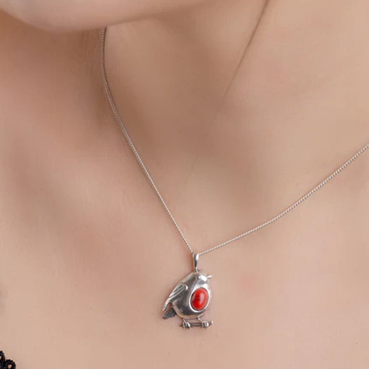 Robin Sterling Silver & Coral Necklace - Cotswold Jewellery