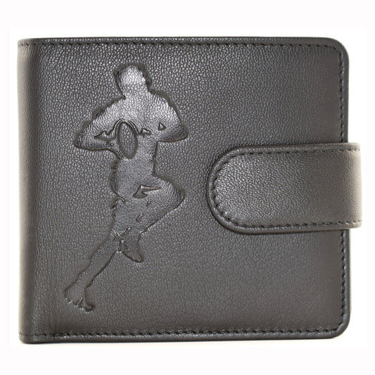 Rugby Tab Black Leather Wallet