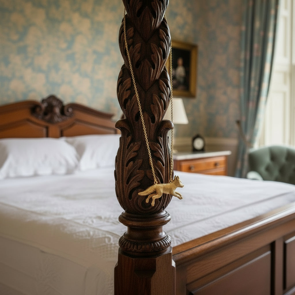 running-fox-gold-necklace-on-white-background