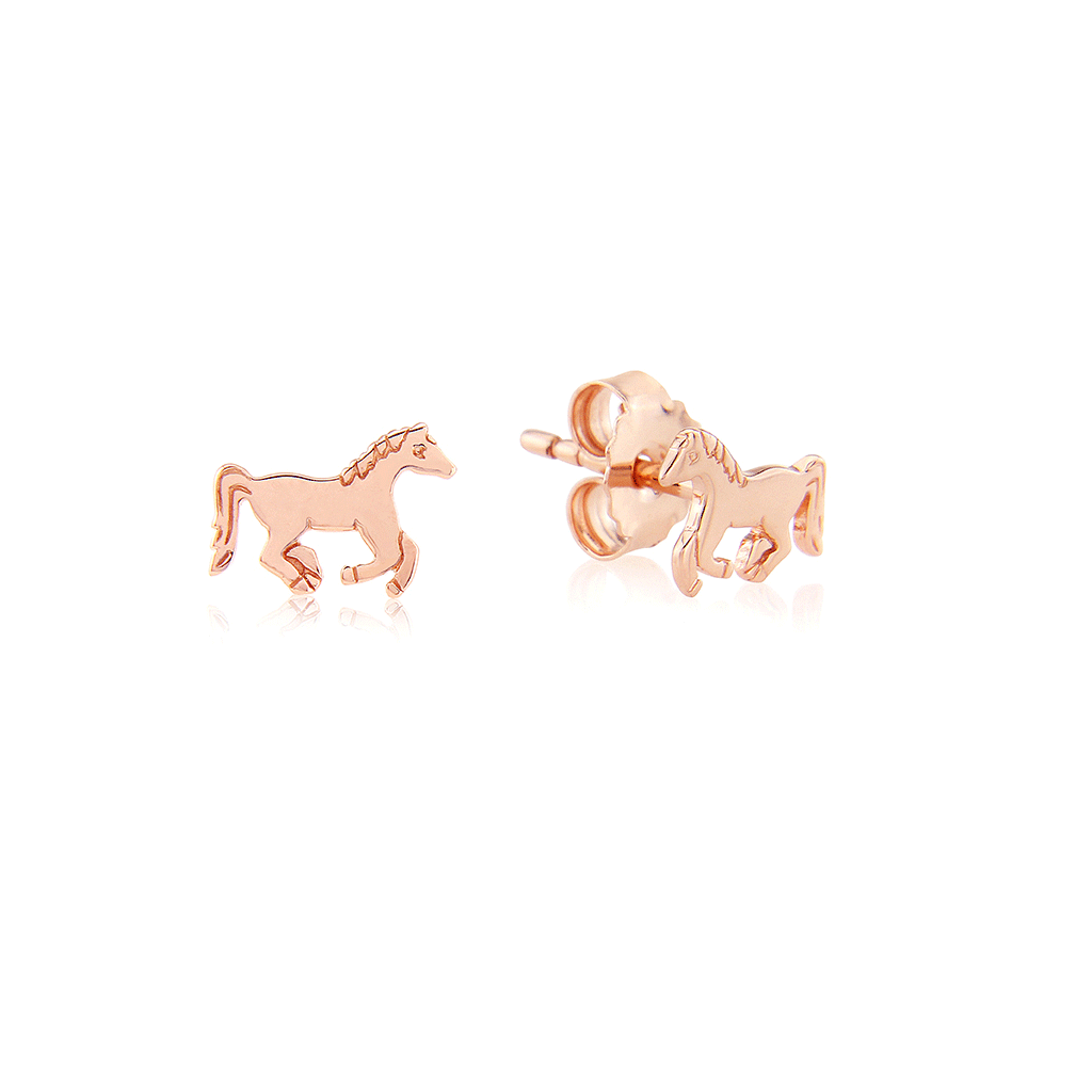 Running Pony Earrings Rose Gold - Cotswold Jewellery