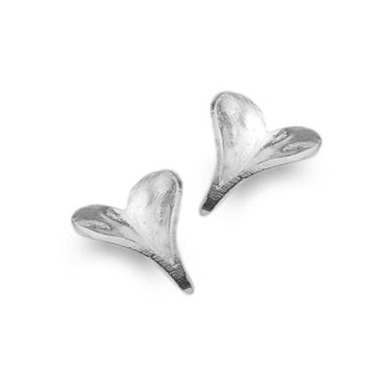 Sea Gems Pretty Sterling Silver Heart Studs - Cotswold Jewellery