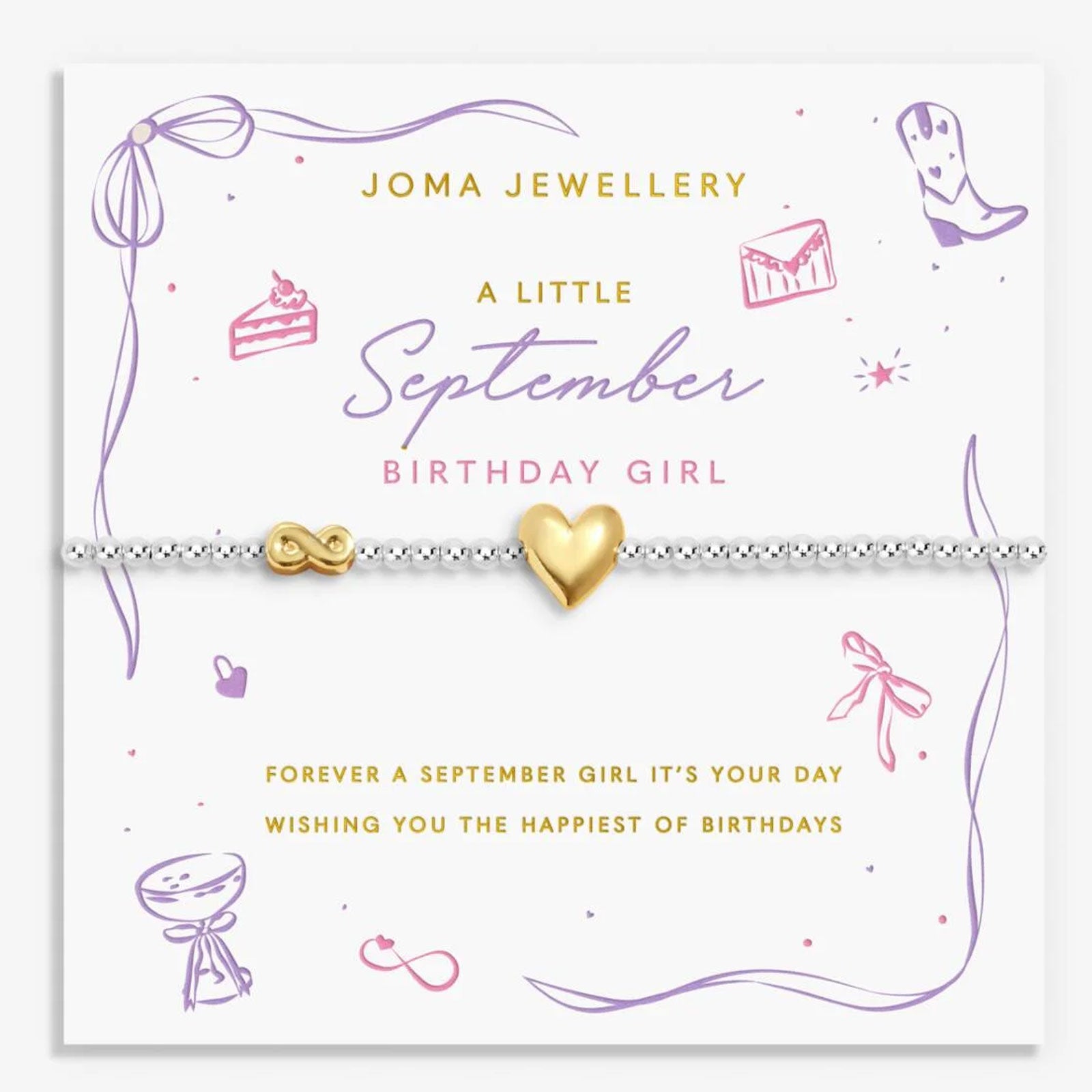 september heart charm bracelet
