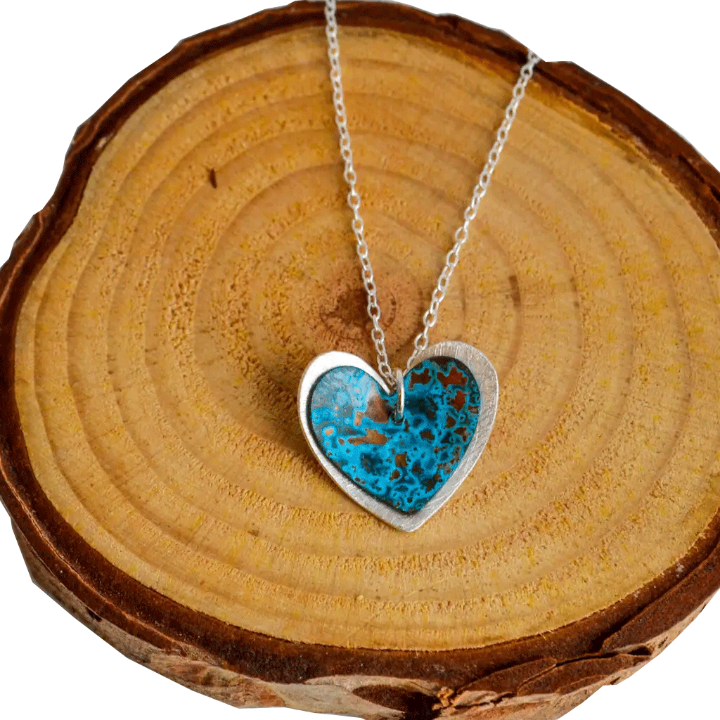 Silver & Copper Heart Necklace - Cotswold Jewellery