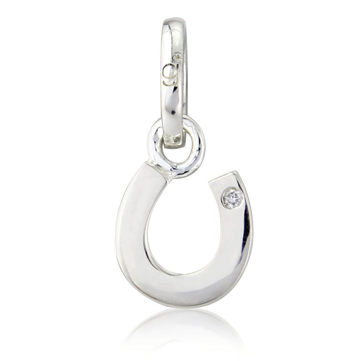 Silver Diamond Horseshoe Charm - Cotswold Jewellery
