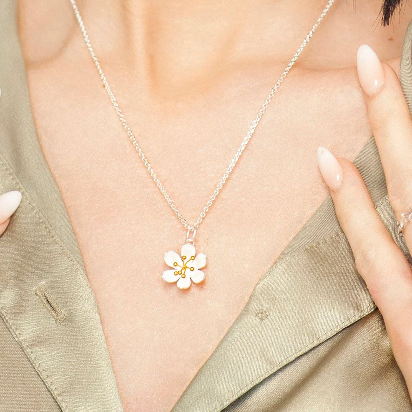 Silver & Gold Flower Necklace - Cotswold Jewellery