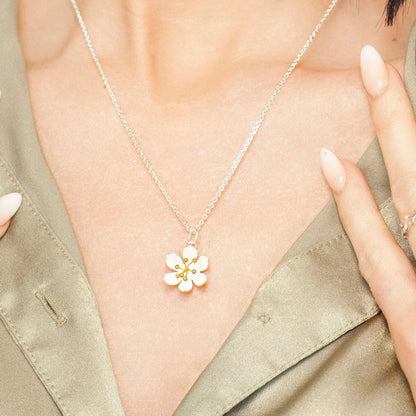 Silver & Gold Flower Necklace - Cotswold Jewellery