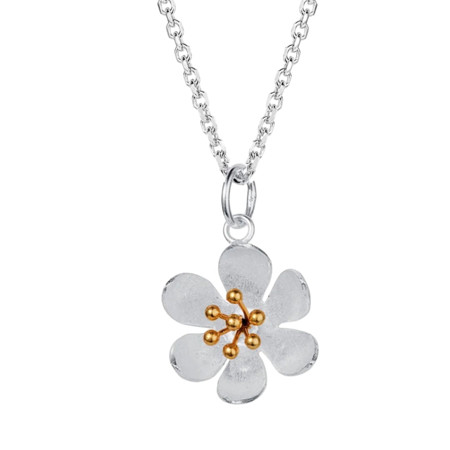 Silver & Gold Flower Necklace - Cotswold Jewellery