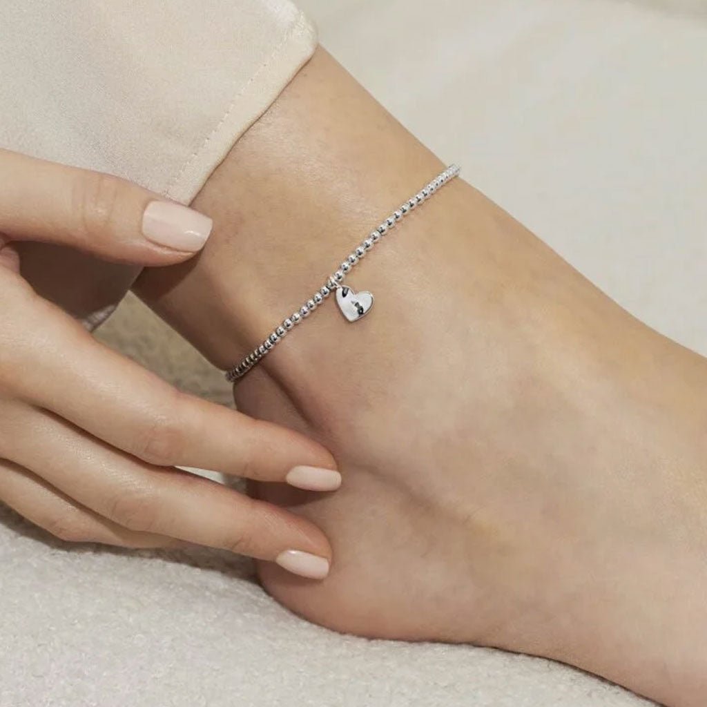 Silver Hammered Heart Anklet - Cotswold Jewellery