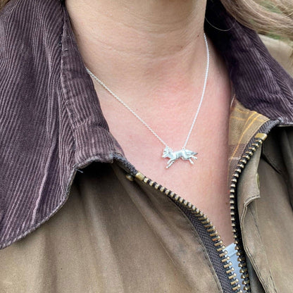 Running Fox Sterling Silver Necklace
