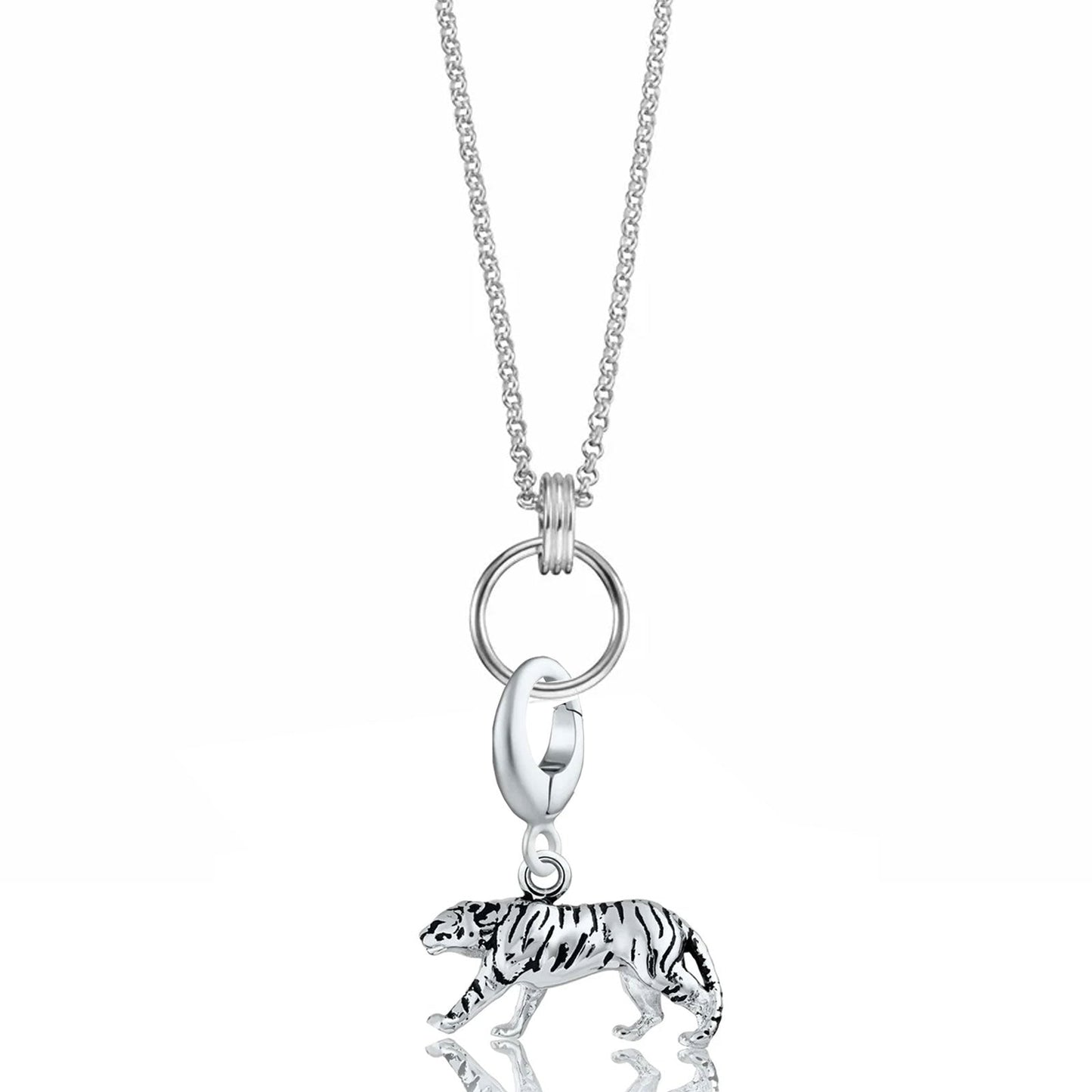 Silver Tiger Charm Necklace - Cotswold Jewellery