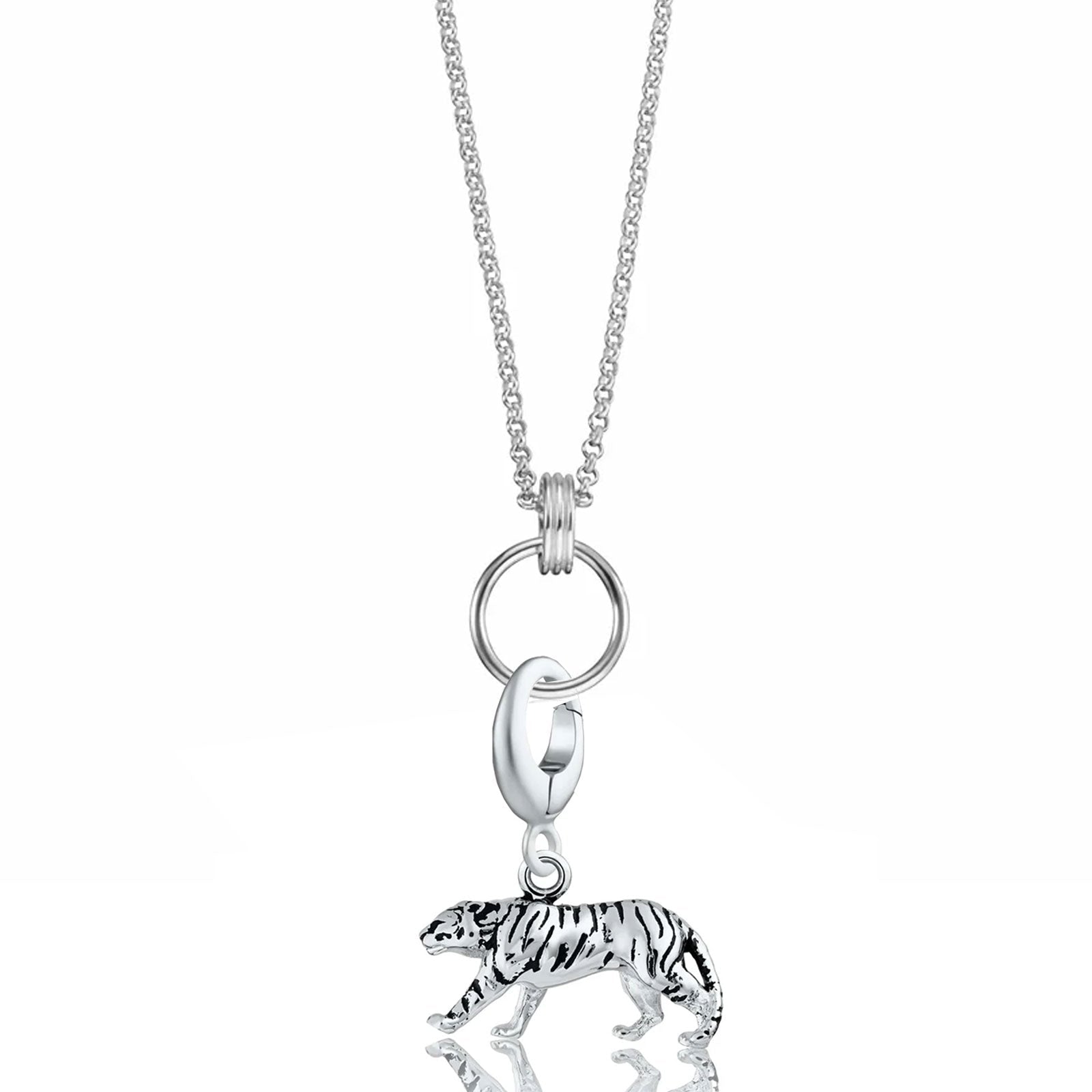 Silver Tiger Charm Necklace - Cotswold Jewellery