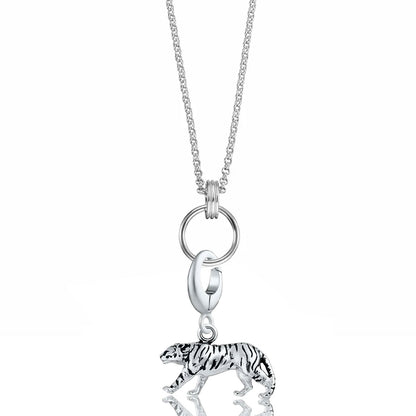 Silver Tiger Charm Necklace - Cotswold Jewellery