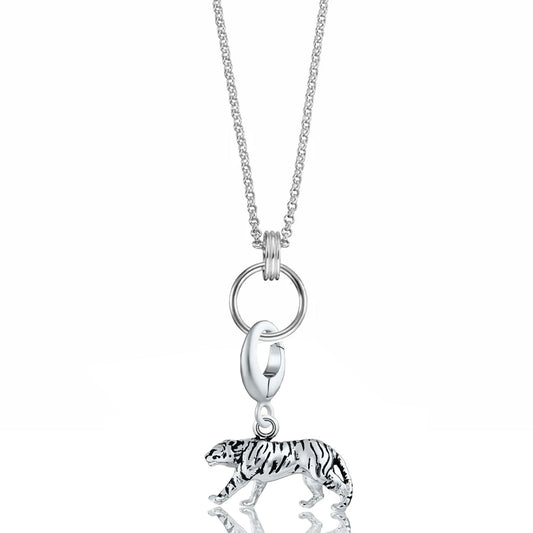 Lily Charmed Silver Tiger Charm Necklace