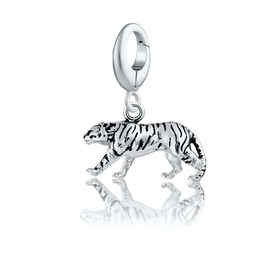 Silver Tiger Charm on white background